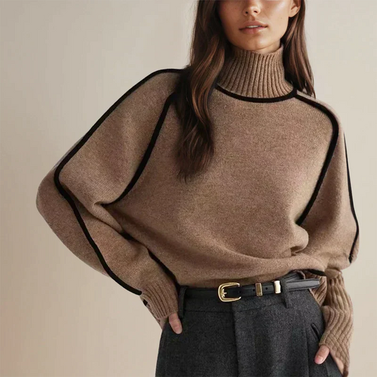 Vendela | Lujoso jersey con cuello voluminoso y puños anchos