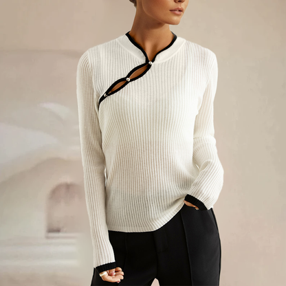 Wylen Sweater - Elegante suéter de punto acanalado recortado