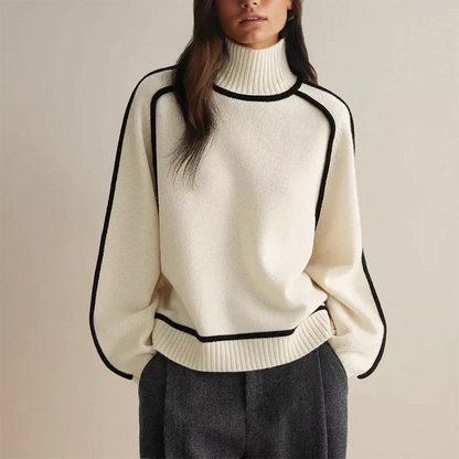 Vendela | Lujoso jersey con cuello voluminoso y puños anchos