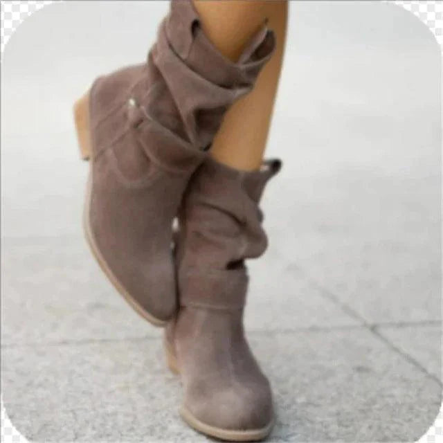 Daira Boots | Botas de ante de tacón bajo de moda