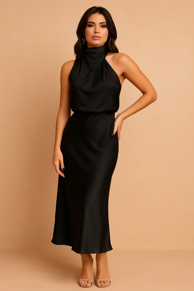 Elegancka Damska Sukienka Maxi Halter