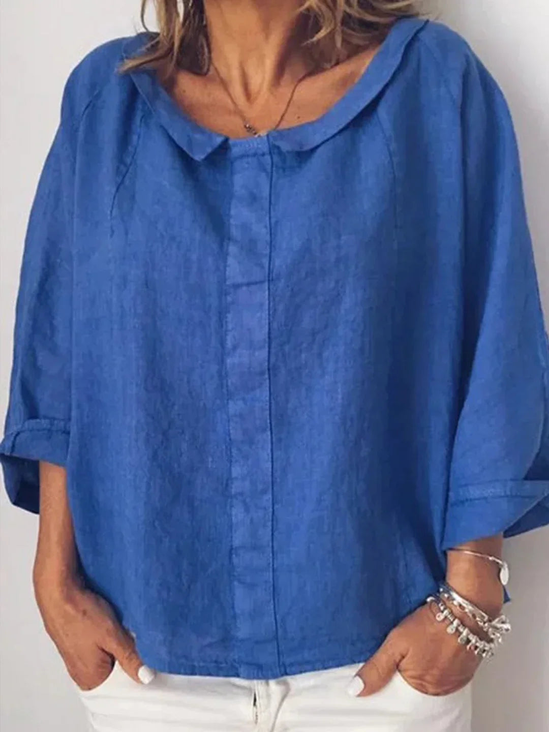 Valentina - Camisa lisa de mujer con solapas pequeñas