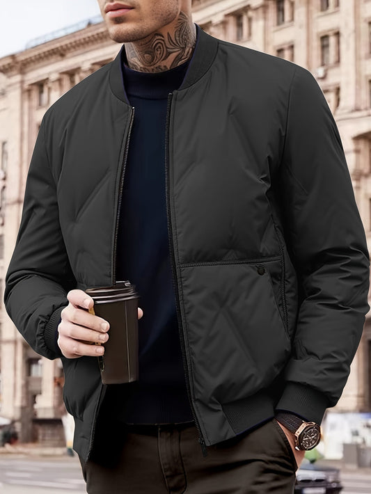 Chaqueta de invierno cálida con forro polar y bolsillos para hombre | Perfecta para actividades al aire libre