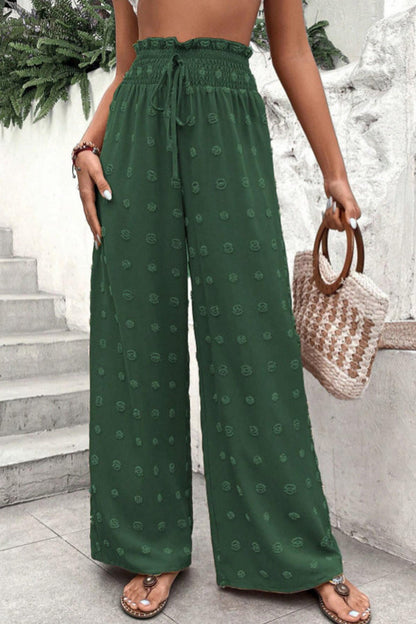 Pantalón jacquard de talle alto y pernera ancha
