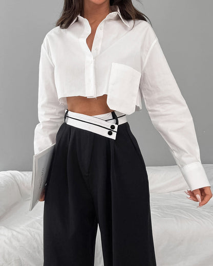 Mona - Pantalón ancho con cintura asimétrica