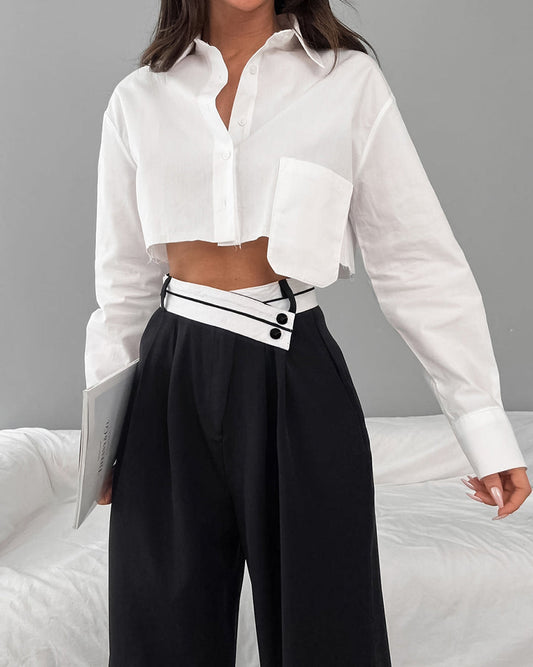 Mona - Pantalón ancho con cintura asimétrica