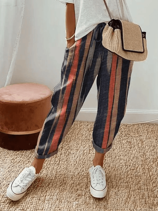 Pantalones de ocio a rayas Classic-elegant