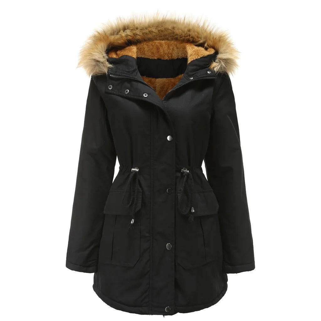 Parka de invierno con capucha para mujer