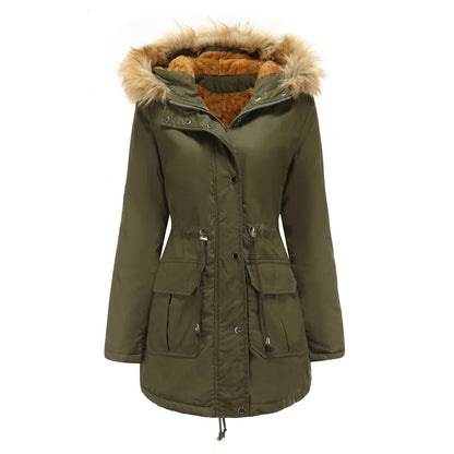 Parka de invierno con capucha para mujer