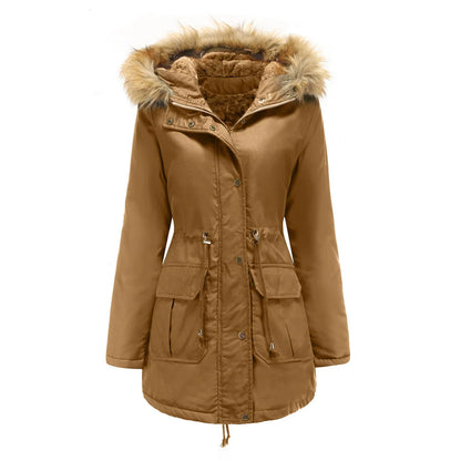 Parka de invierno con capucha para mujer