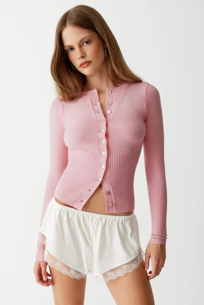 Chaqueta de punto de canalé para mujer