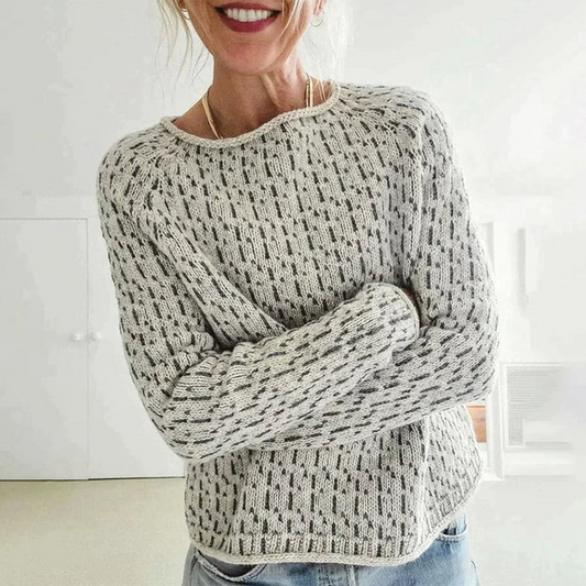 Ophelia | Elegante jersey gris de cuello redondo
