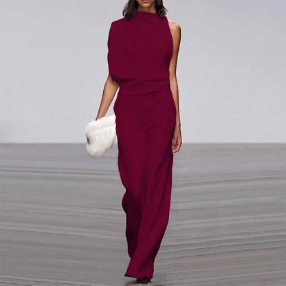 Elegante mono suave sin mangas de pierna ancha | Mono de verano para mujer