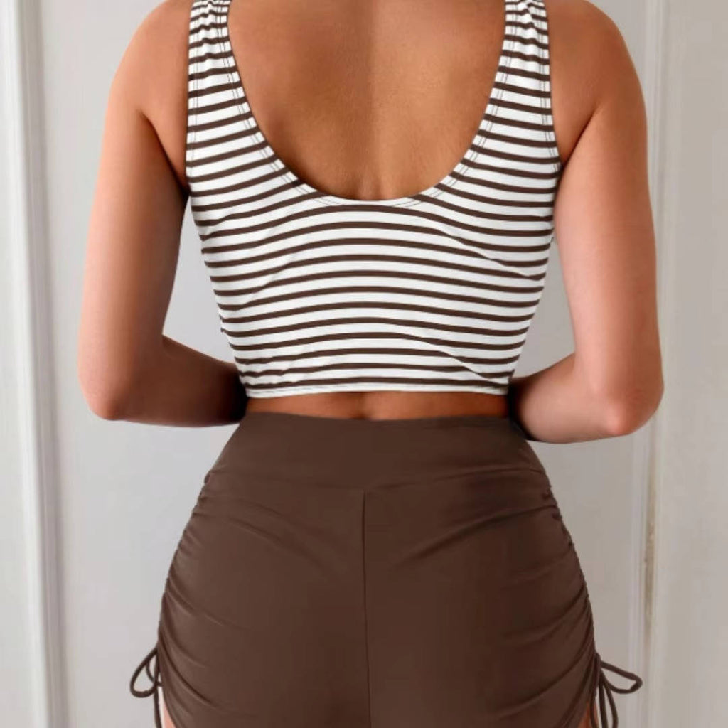 Damski Dwuczęściowy Stój Kąpielowy Tankini W Paski