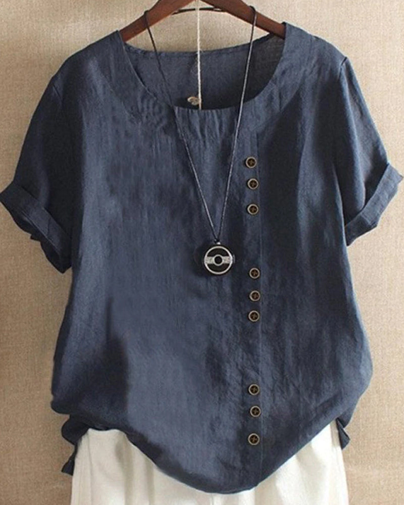 Vera | Camiseta lisa de cuello redondo y manga corta