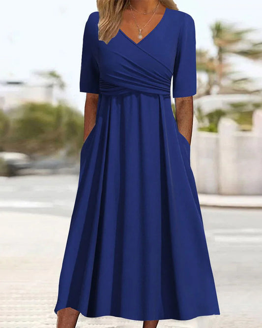 vestido cruzado de manga corta
