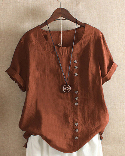 Vera | Camiseta lisa de cuello redondo y manga corta