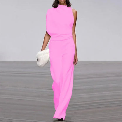 Elegante mono suave sin mangas de pierna ancha | Mono de verano para mujer