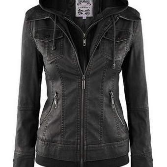 Elegante chaqueta de mujer de diseño vintage con capucha profunda y mangas largas para un look brillante