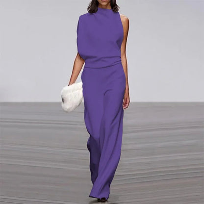 Elegante mono suave sin mangas de pierna ancha | Mono de verano para mujer