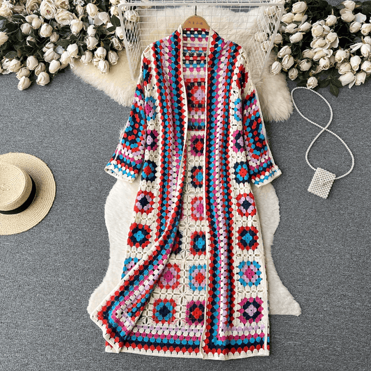 Chaqueta de ganchillo floral para mujer