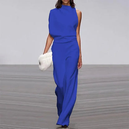 Elegante mono suave sin mangas de pierna ancha | Mono de verano para mujer