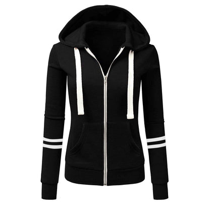 Thalia - Sudadera con capucha de lana curvada y cremallera para mujer