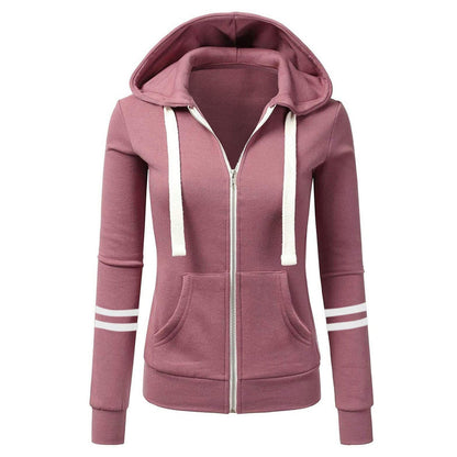 Thalia - Sudadera con capucha de lana curvada y cremallera para mujer