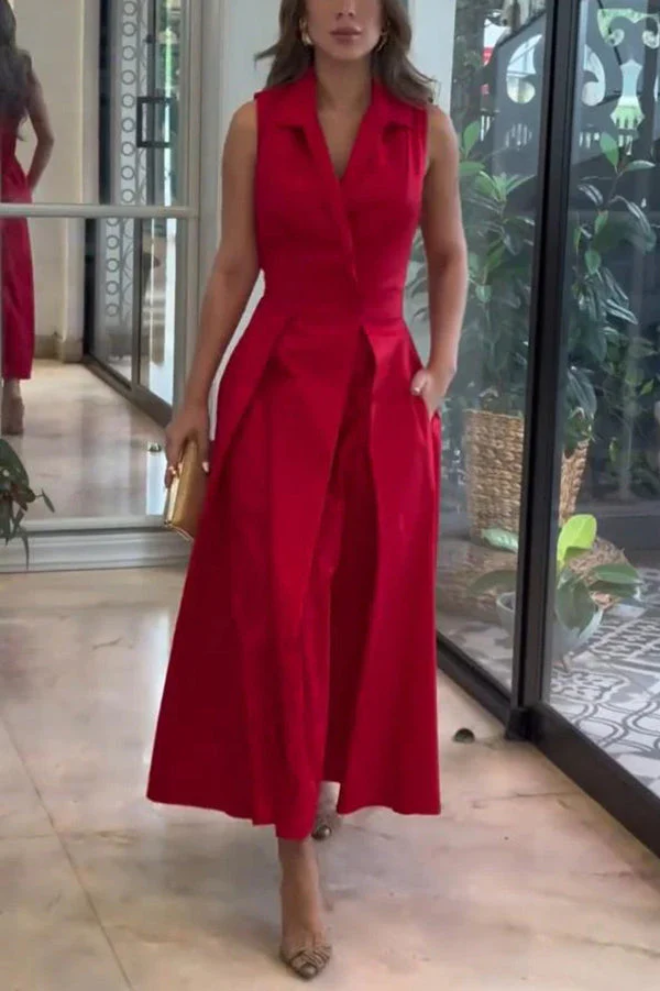 Maxi vestido con lunares y bolsillos