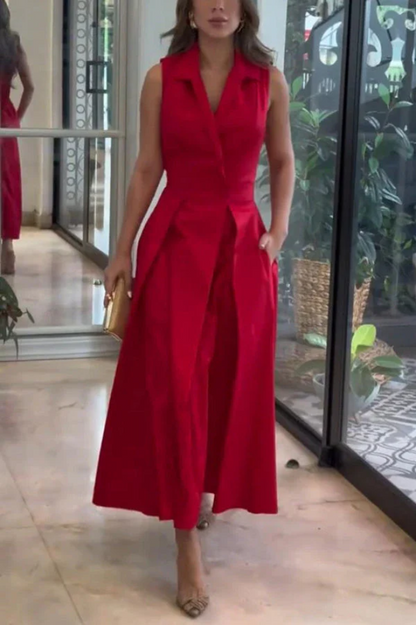 Maxi vestido con lunares y bolsillos