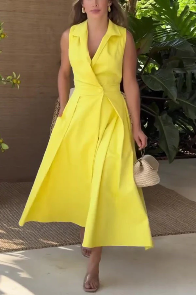 Maxi vestido con lunares y bolsillos