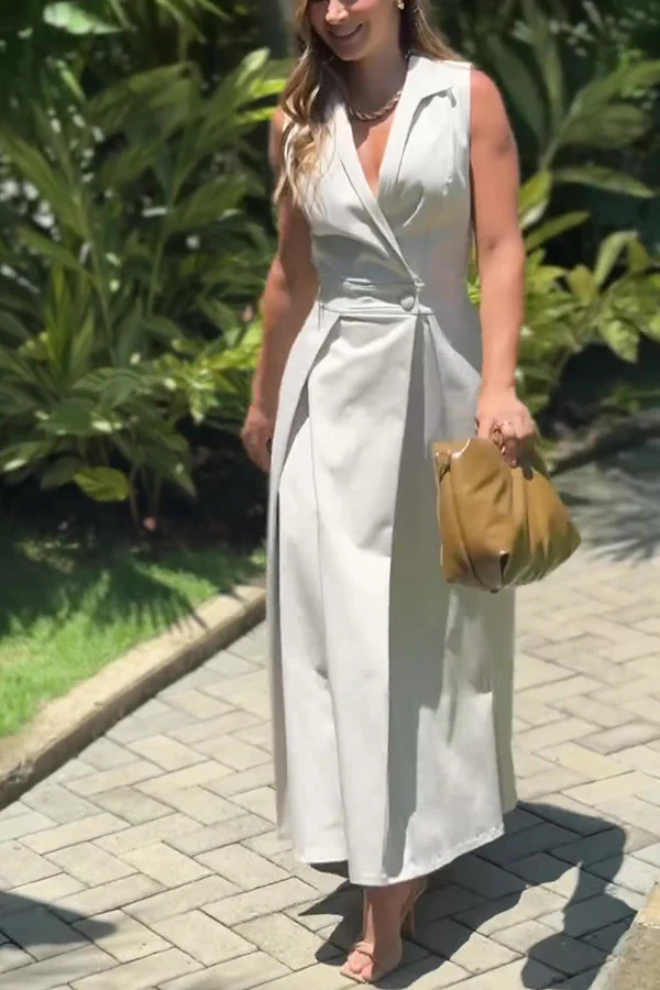 Maxi vestido con lunares y bolsillos