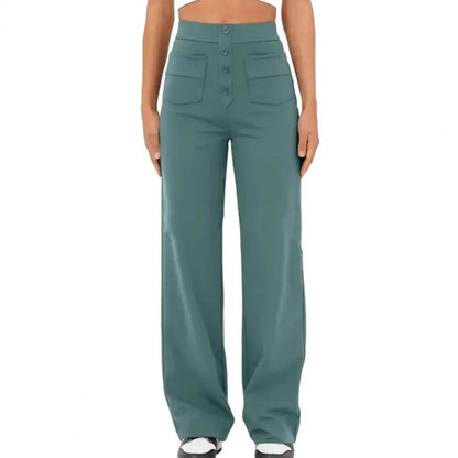 Pantalones de pierna ancha y cintura alta para mujer