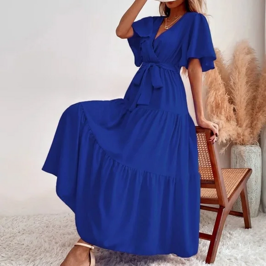 Vestido boho con mangas mariposa y maxi-vestido con volantes