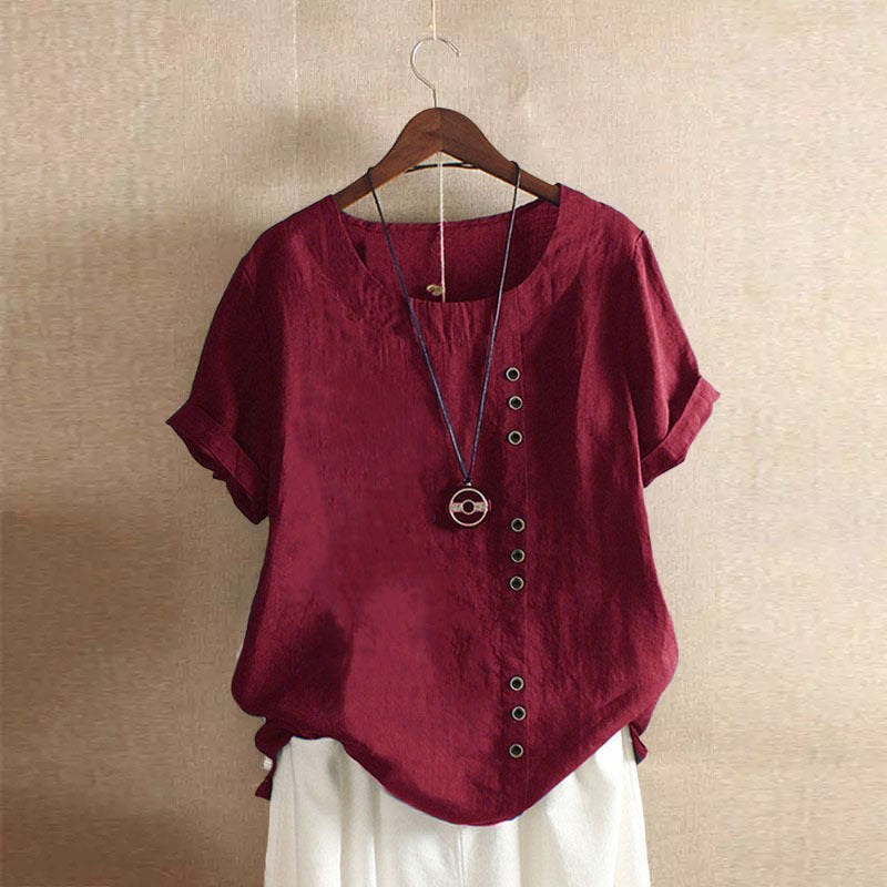 Vera | Camiseta lisa de cuello redondo y manga corta