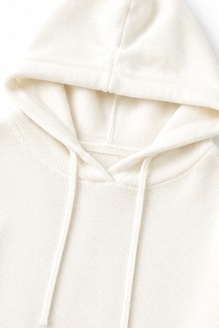 Damski Sweter Kapturowy Oversize Sznurek Wysoko-Niski Dół