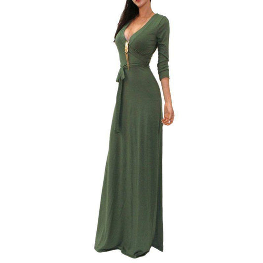 Vestido largo con elegantes mangas largas