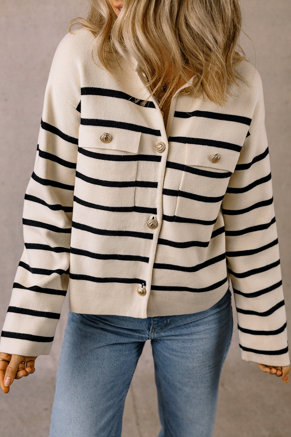 Merly | Chic y encantador cárdigan de rayas con botones