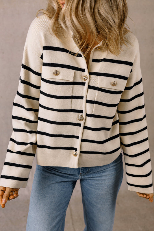Merly | Chic y encantador cárdigan de rayas con botones