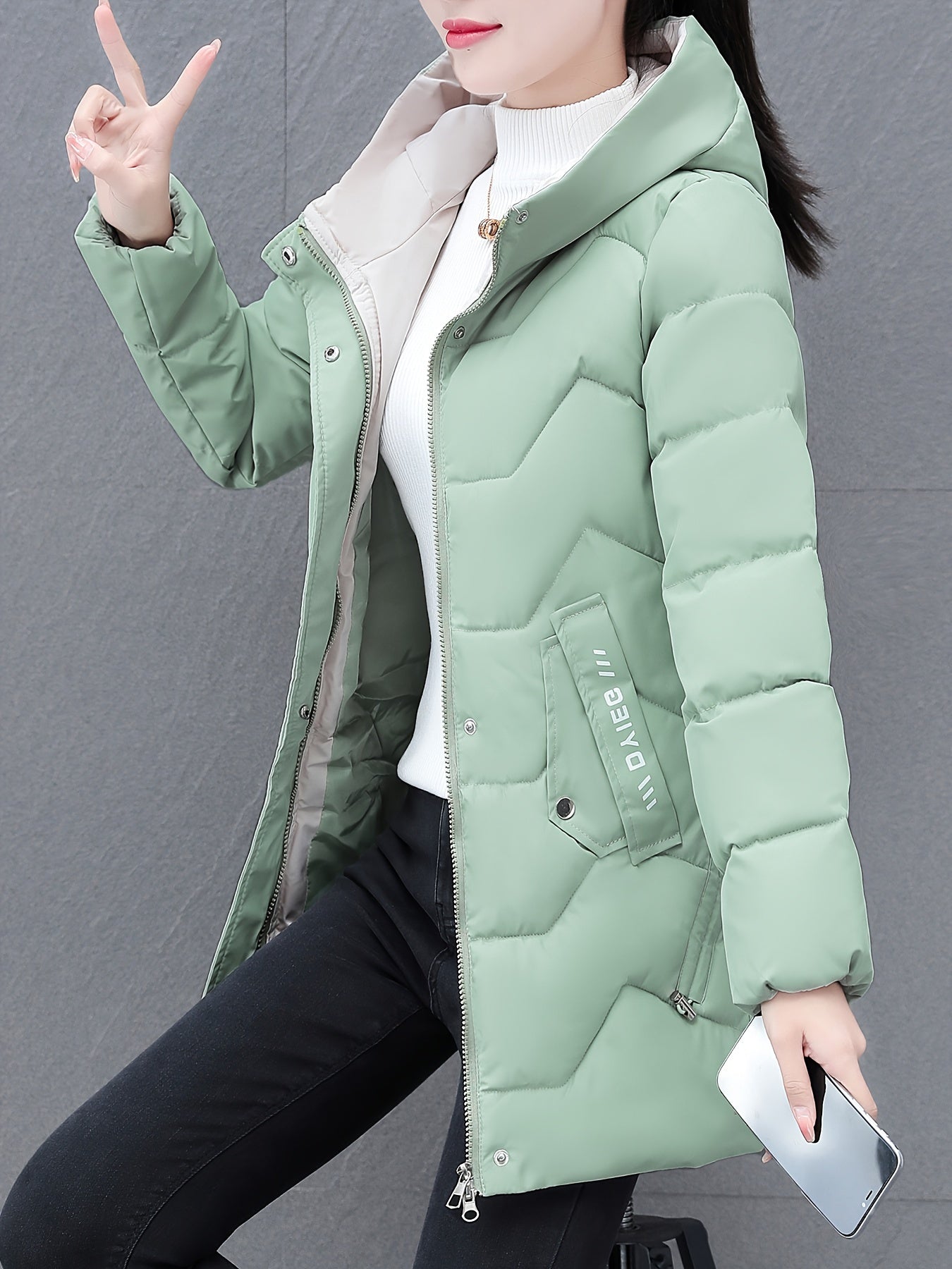 Chaqueta acolchada de longitud media para mujer | Ideal para otoño/invierno