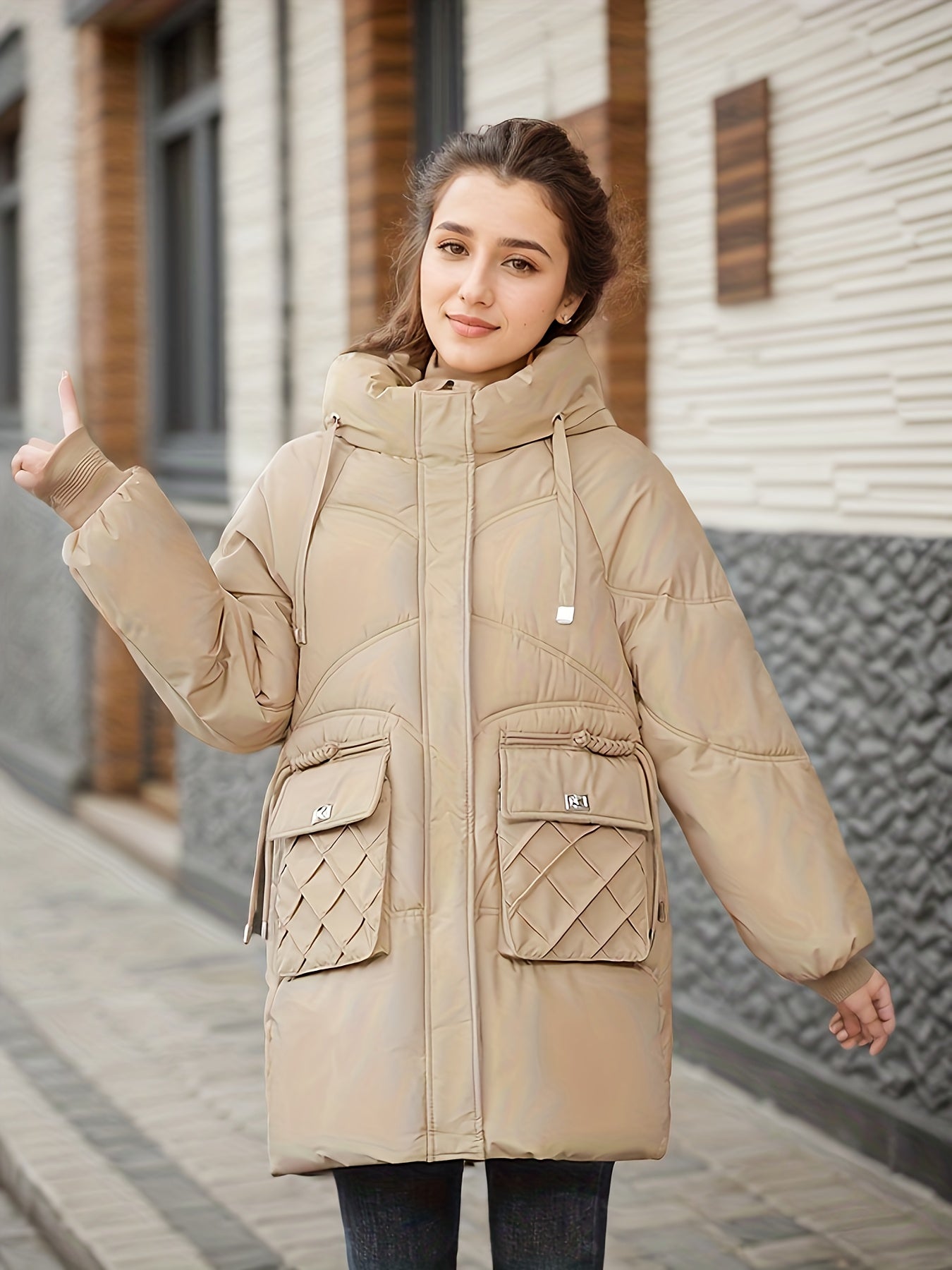 Cálida chaqueta de invierno oversize con relleno de plumón para mujer | Ideal para otoño/invierno