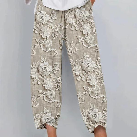 Elegante pantalón elástico con cordón en la cintura