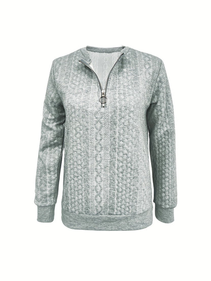 Kiera - Sudadera informal de mujer con textura y media cremallera (Otoño)
