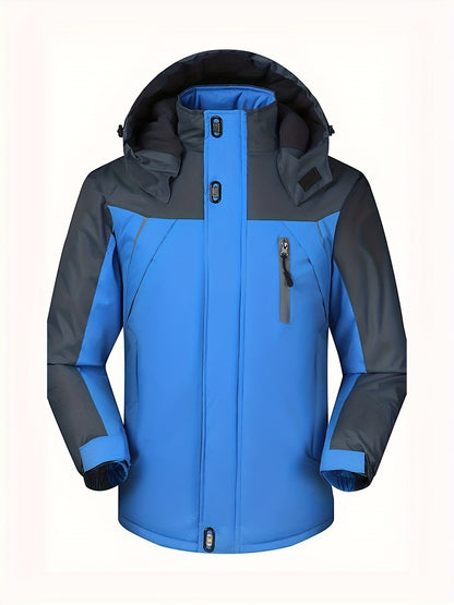 Chaqueta de invierno casual con forro polar repelente al agua y capucha para hombre | Ideal para otoño/invierno