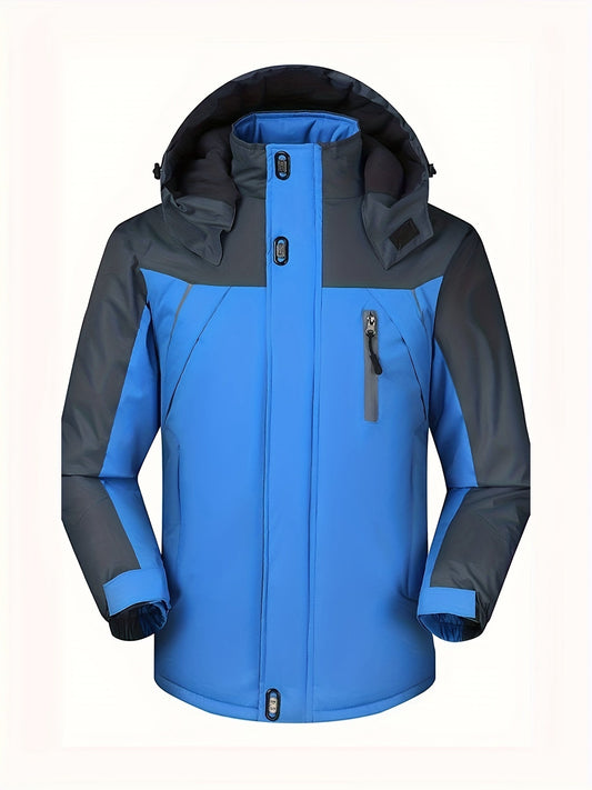 Chaqueta de invierno casual con forro polar repelente al agua y capucha para hombre | Ideal para otoño/invierno