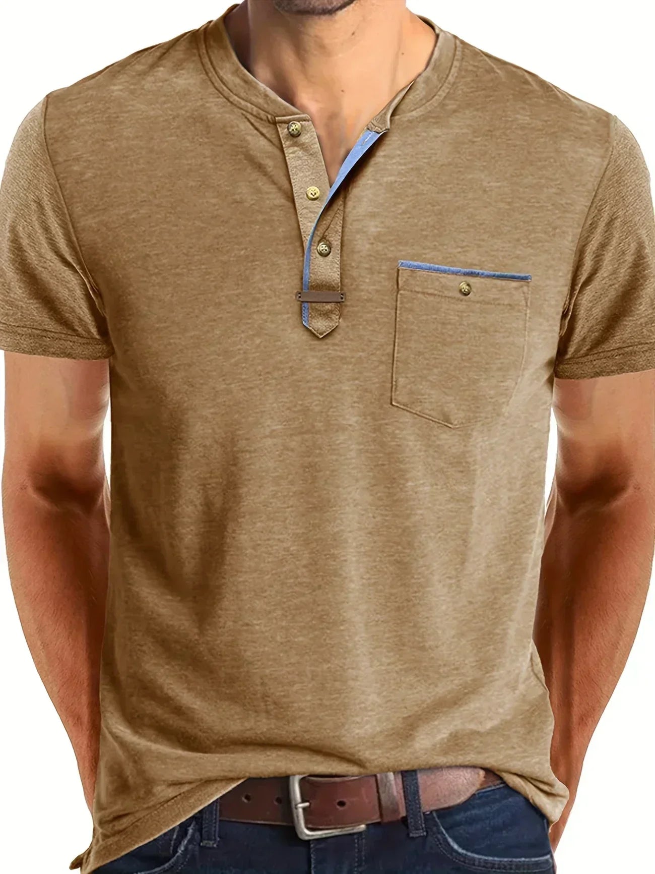 Męska Koszulka Henley Guzikami
