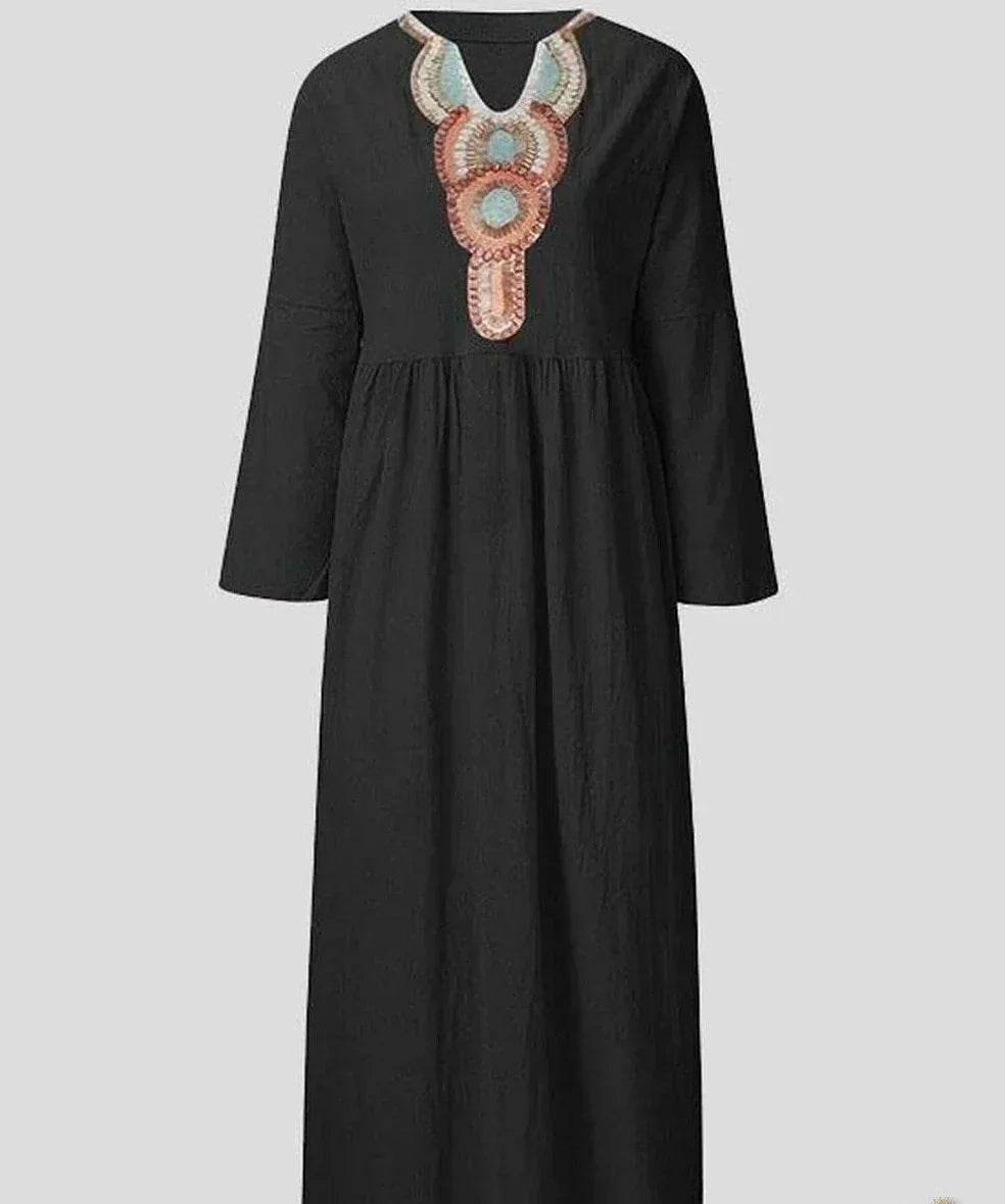Vestido de ocio con mangas largas y escote en V