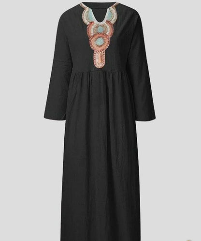 Vestido de ocio con mangas largas y escote en V