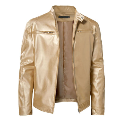 Chaqueta casual de cuero vegano sin capucha para hombre | Adecuada para cualquier ocasión
