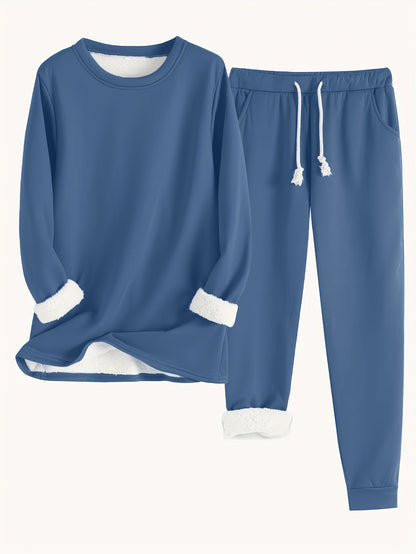 Ella | Conjunto de jersey térmico y pantalón de chándal de color sólido